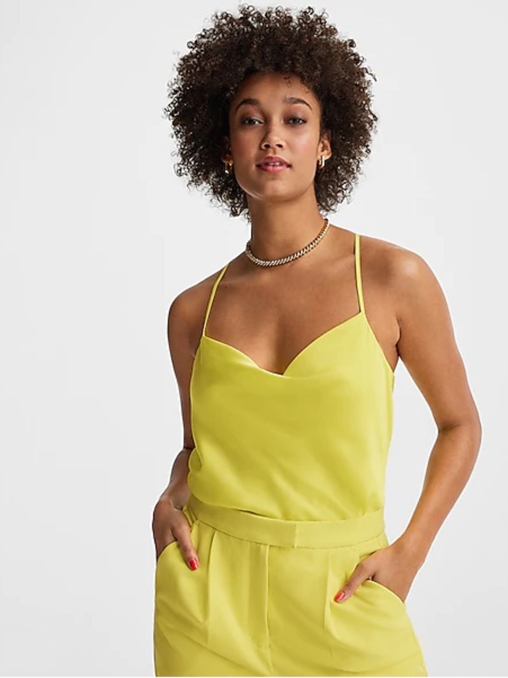 Express Satin Cami Top with Spaghetti Straps